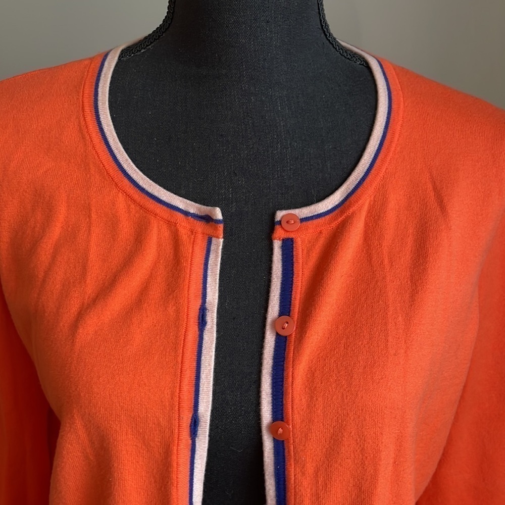 Talbots Orange Button Front Lightweight Sweater C… - image 4